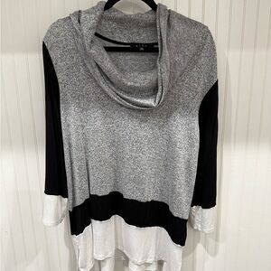 B.L.E.U. Gray and Black Cowl Neck Tunic Sweater
